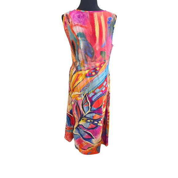 Artsy Colorful Abstract Sleeveless Maxi Dress By Radzoli Retro Pockets Boho - Picture 2 of 10